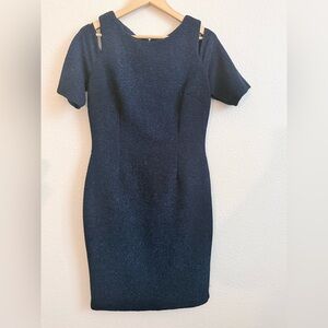 ✨ Eliza J Navy Cold Shoulder Shimmer Sheath Dress – Size 12